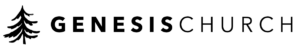 Genesis Church logo featuring a minimalist black pine tree icon next to uppercase text spelling 'GENESIS CHURCH' in a modern font.