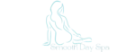 Smooth Day Spa logo, minimalist line drawing of a seated woman in a relaxed pose