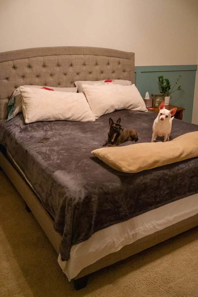 King Upholstered Tufted Bed Frame & Headboard, Gray (photo 4)