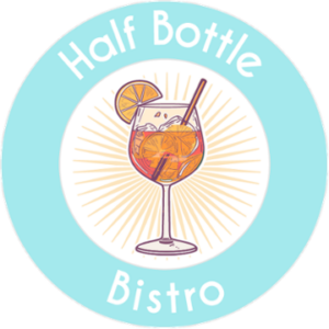 Half Bottle Bistro logo, a circular badge with an illustrated spritz cocktail