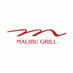Malibu Grill restaurant logo in red script lettering