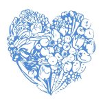 Heart-shaped illustration filled with assorted vegetables, representing the logo of Mother Hubbard’s Cupboard