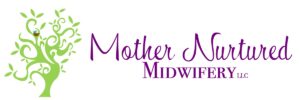 Mother Nurtured Midwifery logo: a green tree with a small nest and the practice name