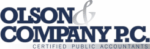 Logo for Olson & Company P.C., Certified Public Accountants, with bold navy blue text and a light gray ampersand